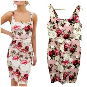 NWT Paper Dolls London Square Neck Floral Pink Dress Size 8